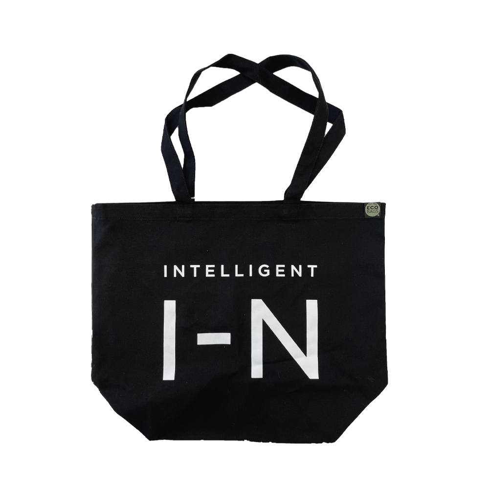 Large Certified Organic Cotton I-N Logo Black Bag